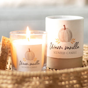 Warm vanilla glass corked candle