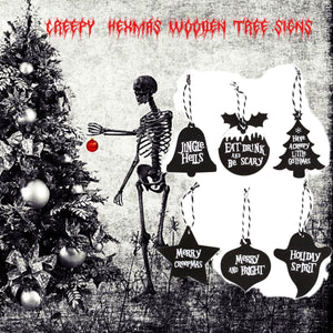 Creepy Xmas wooden hanging signs