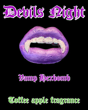 Devils night vamp bathbombs Hexoween Hexbomb toffee apple fragrance