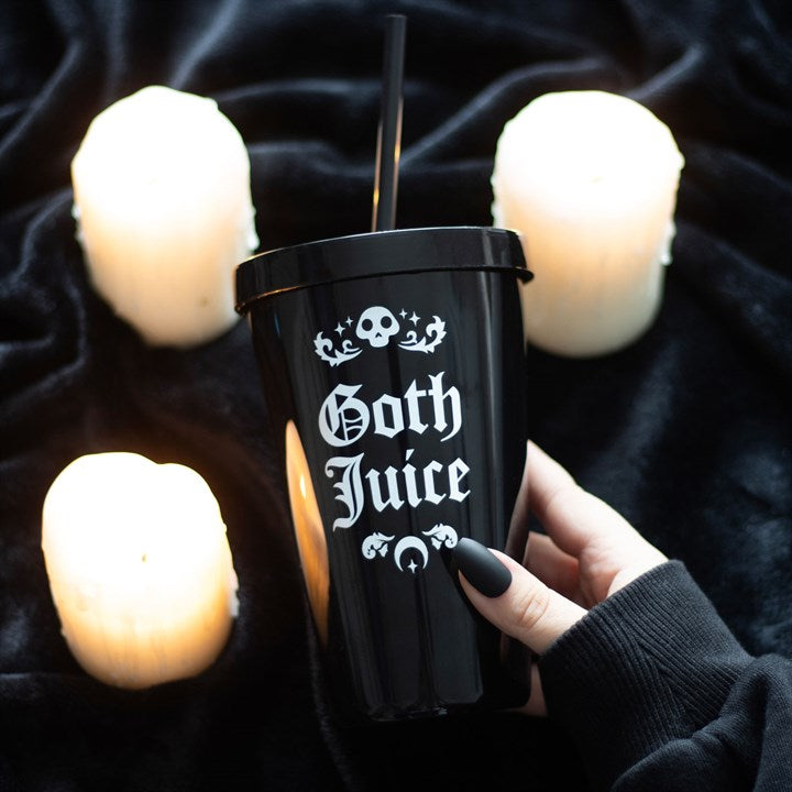 Goth juice tumbler with straw