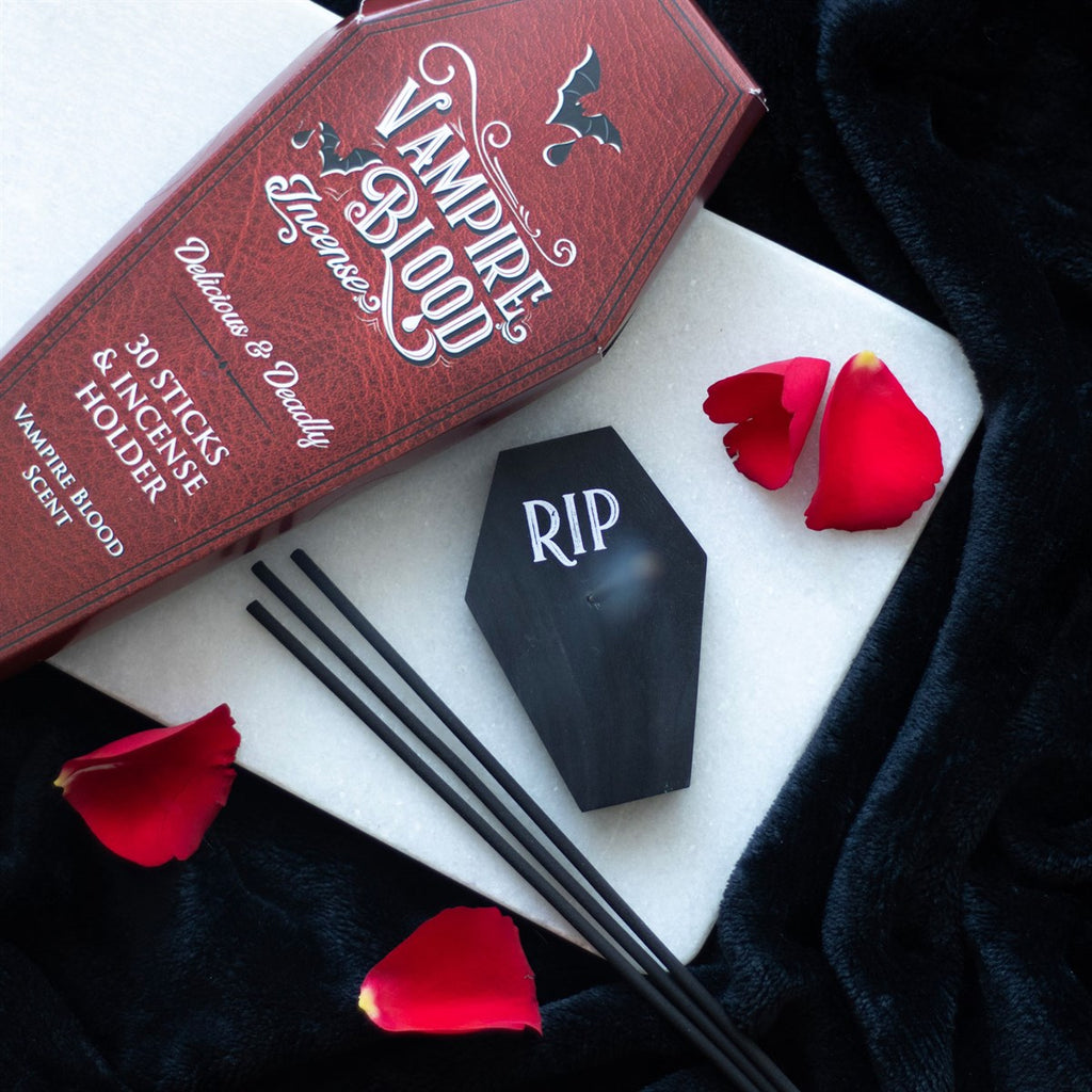 Vampire blood incense sticks and coffin holder