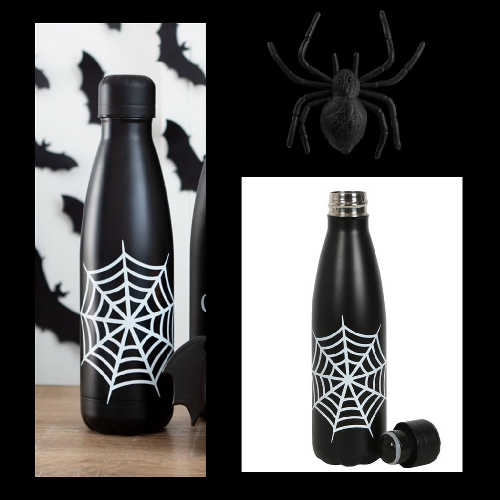 Spiderweb metal water bottle