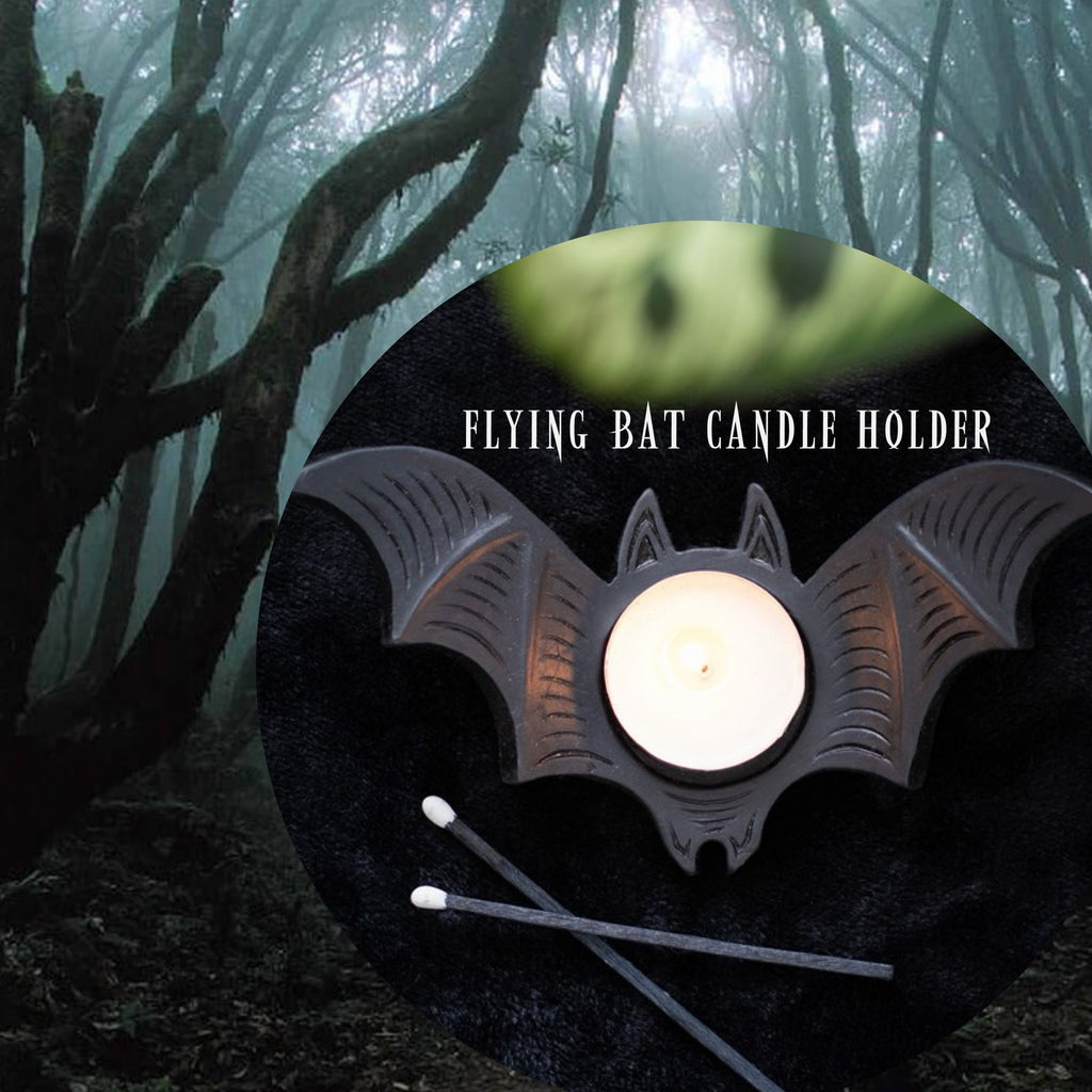 Flying bat ceramic tea light holder