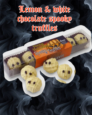 Lemon & white chocolate spooky truffles