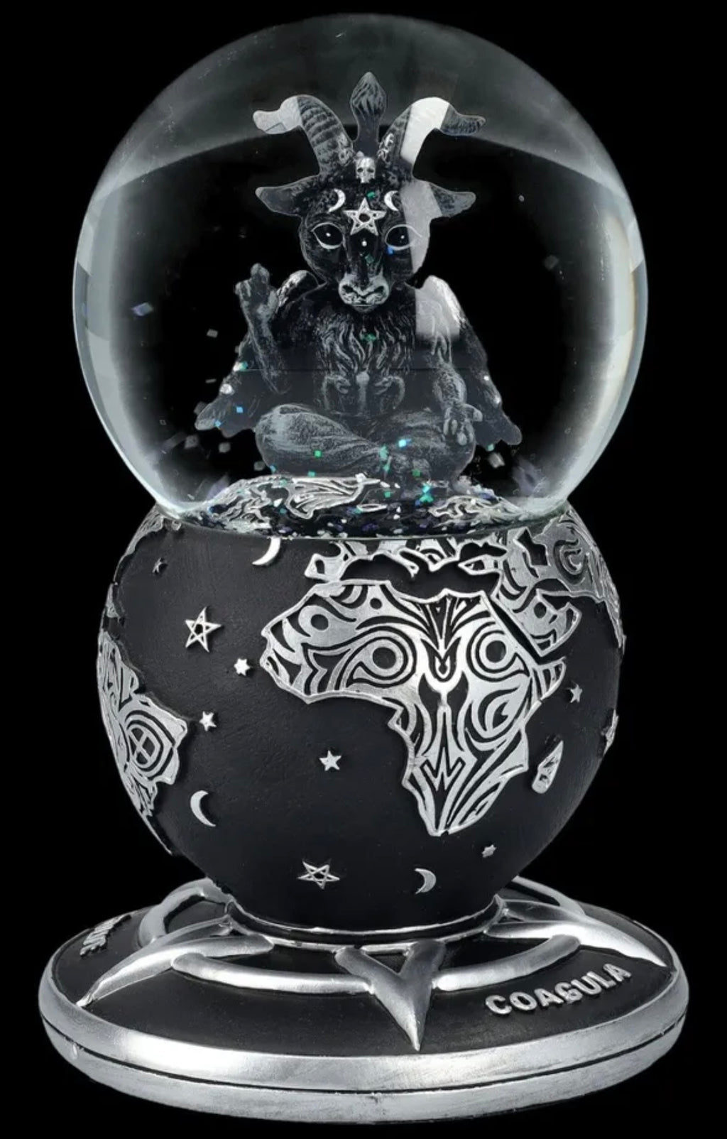 Baby Baphomet Luxus-Schneekugel aus Glas, groß, 18,5 cm 