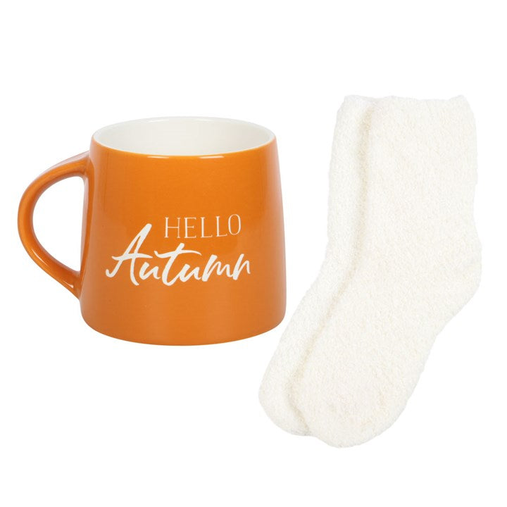 Hello Autumn mug and socks set