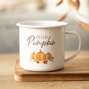 Hello pumpkin enamel mug
