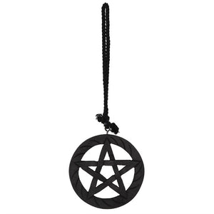 Schwarzes hängendes Pentagramm aus Holz, groß