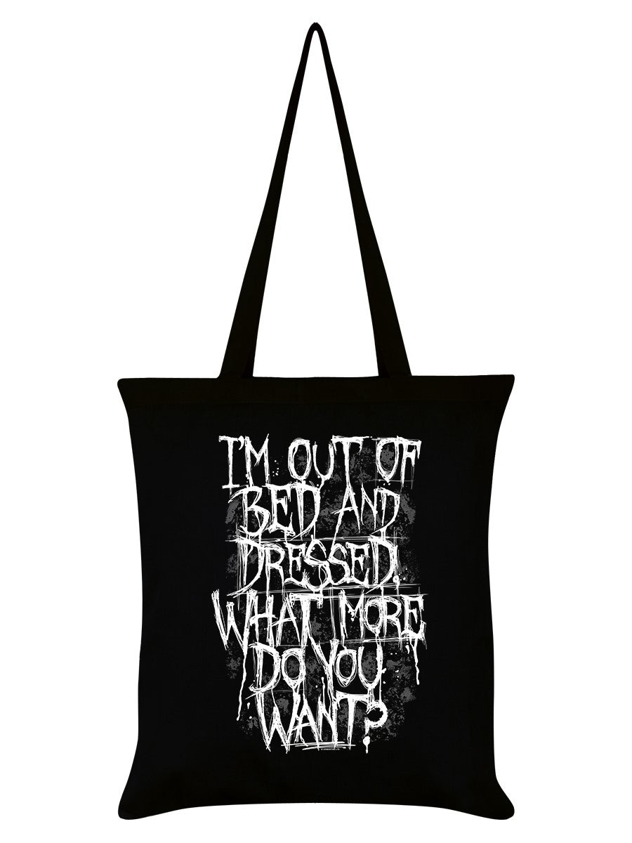 I’m out of bed tote bag
