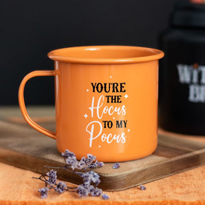 Hocus to my pocus enamel mug