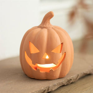 Terracotta tea light pumpkin