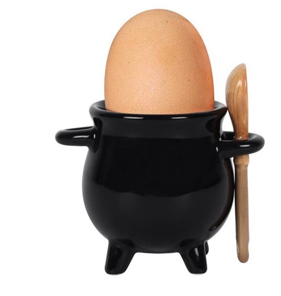 Cauldron Egg Cup with Brookstick Spoon