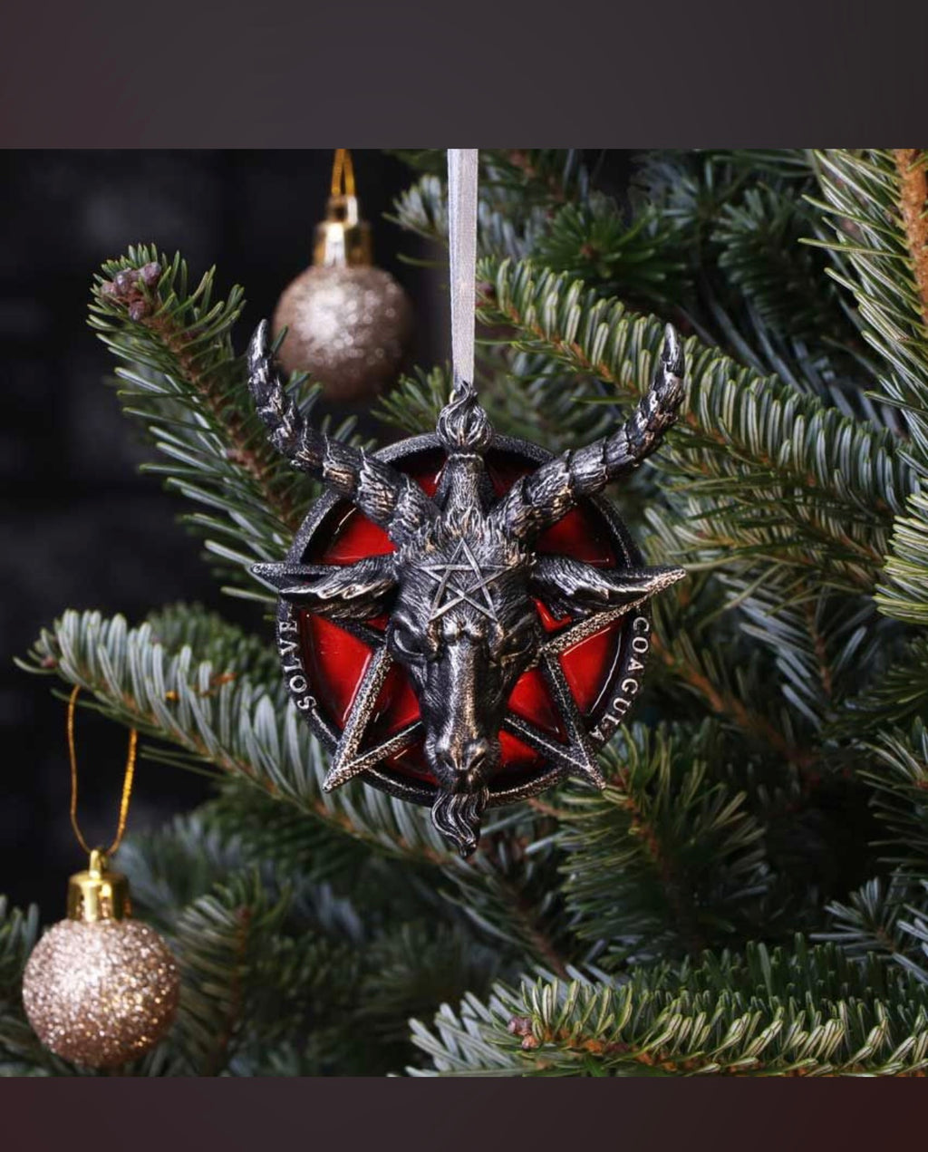 Baphomet-Hängeornament, 9,5 cm, Baphomet-Kopf, rotes Pentagramm, hängendes dekoratives Ornament, 9,5 cm