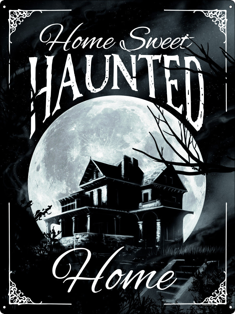 Home sweet haunted home tin sign Xlarge