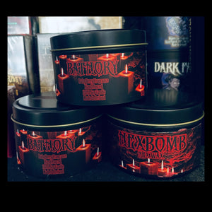 Bathory black tin candle 8oz 235ml