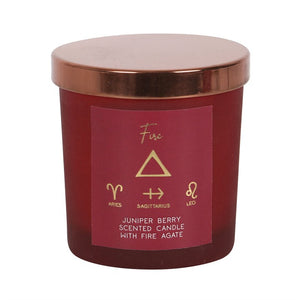 Fire element juniper crystal chip candle