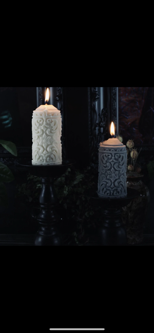 Mildred ornate artisan filigree candle. 2 types