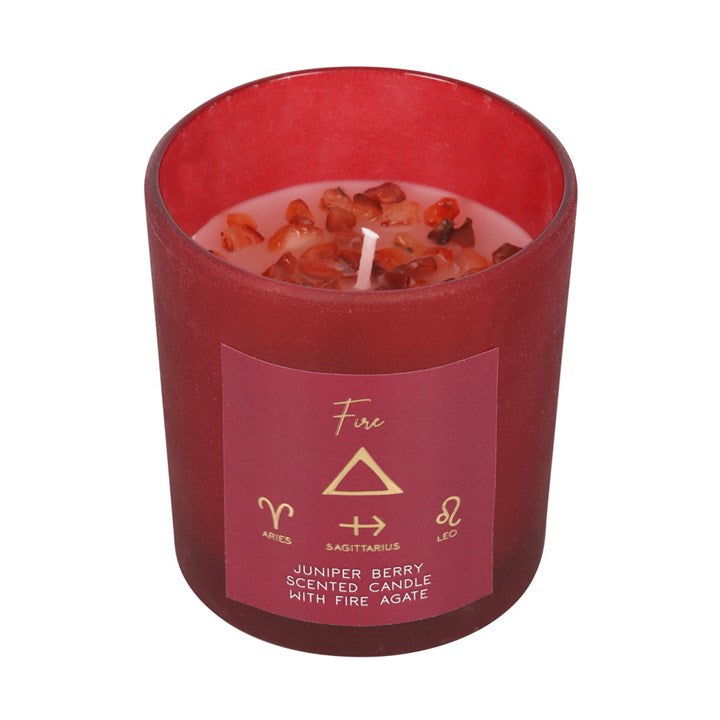 Fire element juniper crystal chip candle