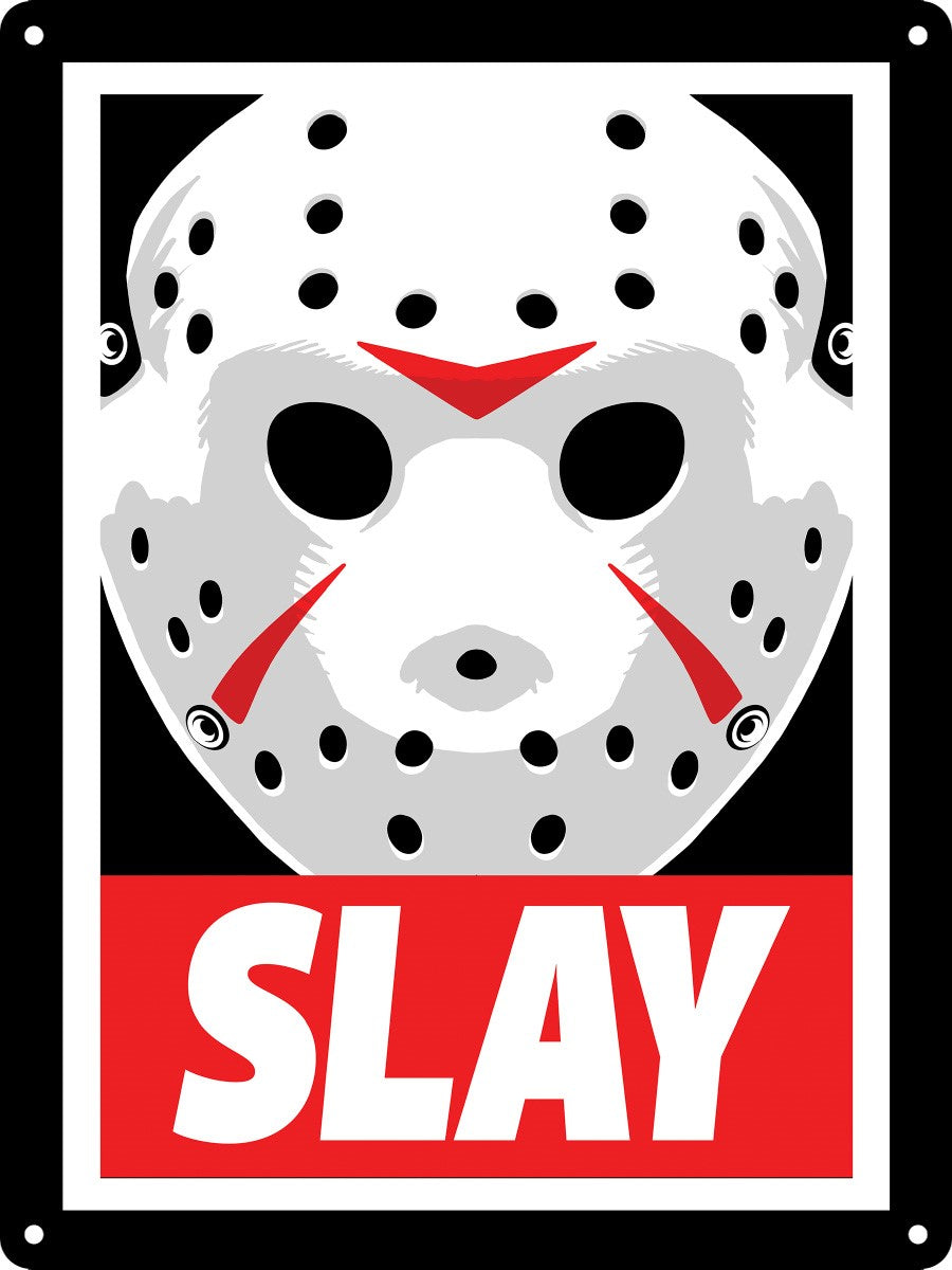 Slay Jason Friday 13th tin sign