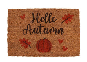 Hello Autumn season front door mat