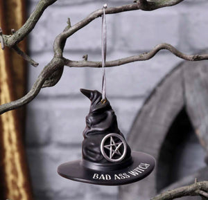 Bad ass witch hat hanging ornament