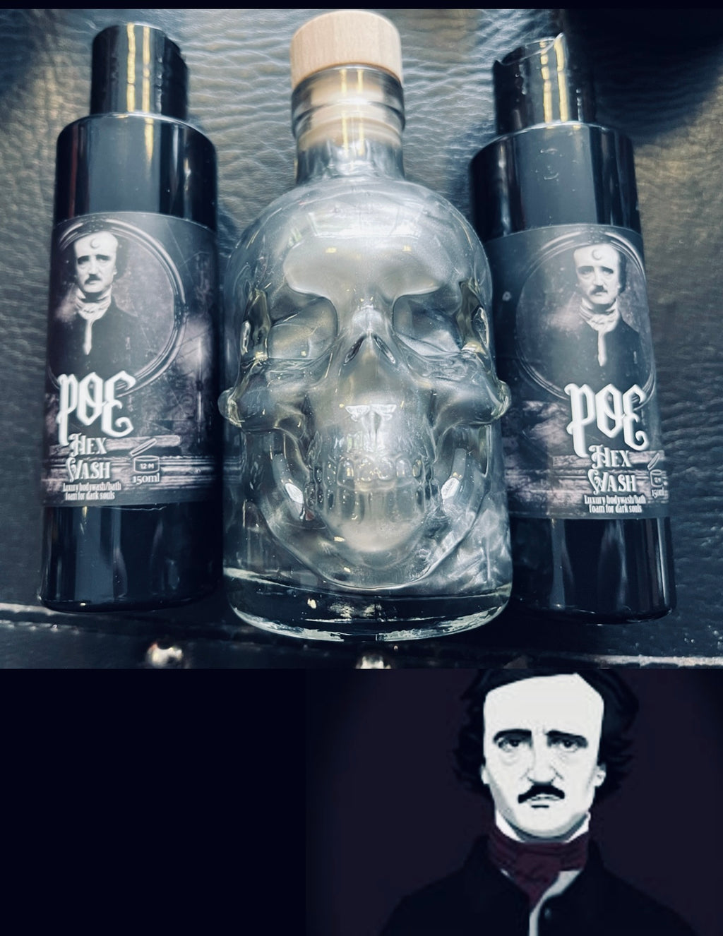 Skull Glass Hexwash Poe bathory black Large 200ml (5 Choices Available)