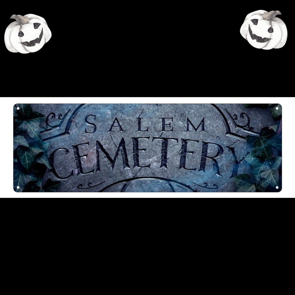 Blechschild „Salems Friedhof“.