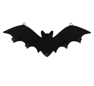 Schwarzer Fledermaus-Wandhaken aus Holz