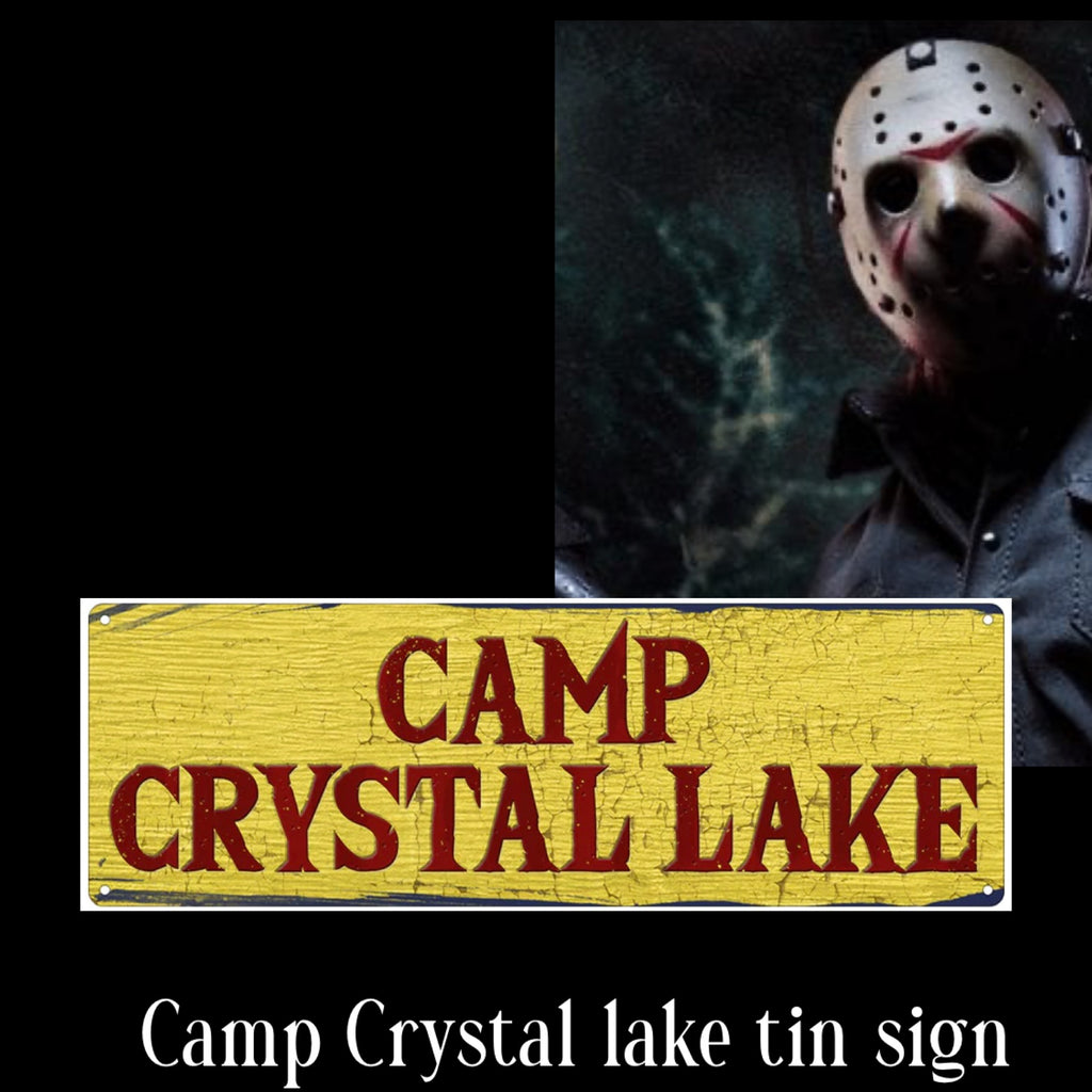 Camp Crystal lake tin sign street or door sign