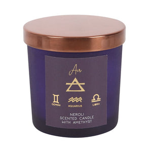 Air element neroli candle with amethyst chips