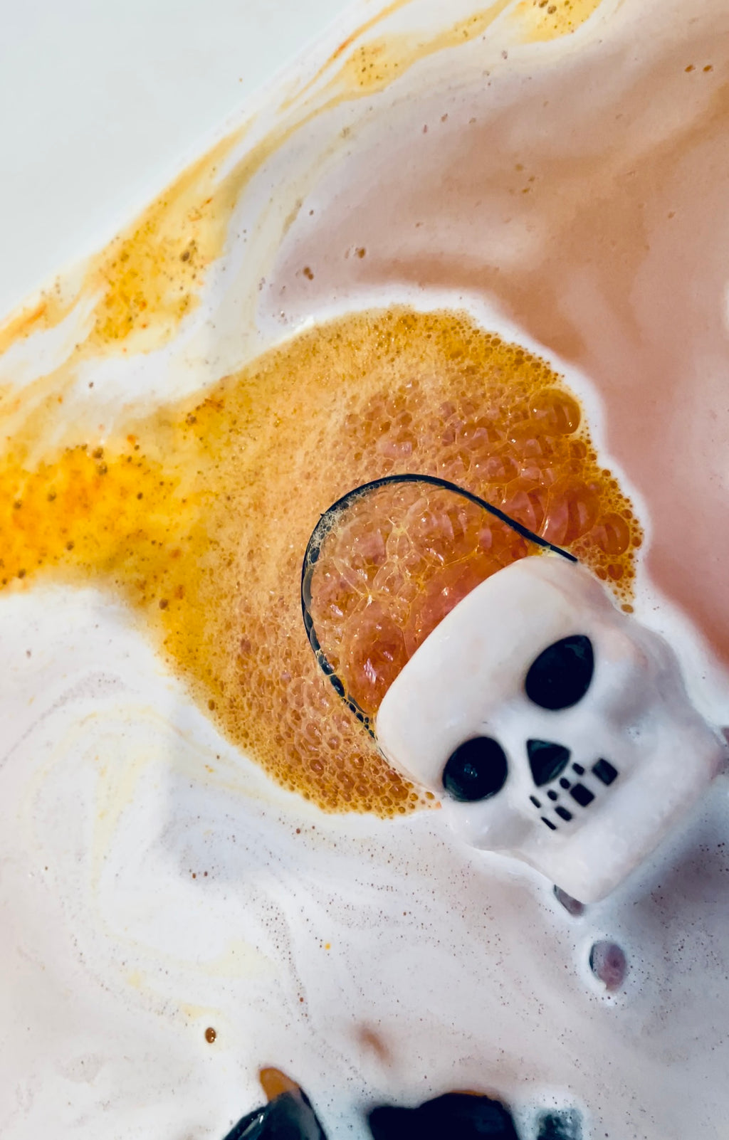 Samhain skull large bathbomb with faux leaf and amethyst