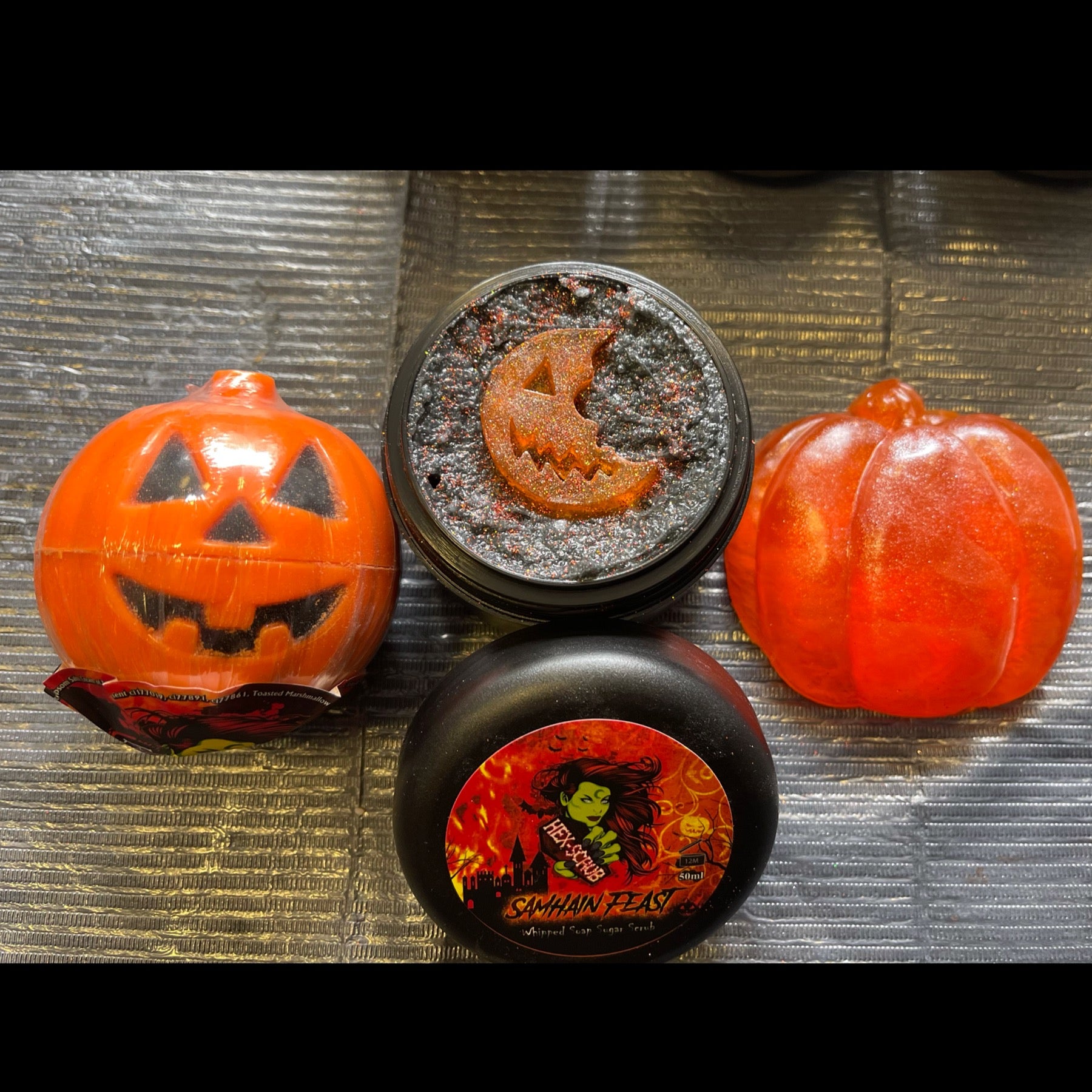 Pumpkin patch trio Hexbomb/ metallic soap/ whipped soap sugar scrub giftset