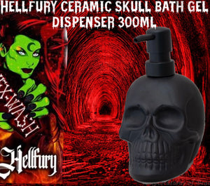 300ml large ceramic hellfury hexwash black skull dispenser