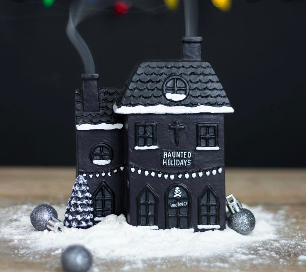 Haunted holiday house incense cone burner