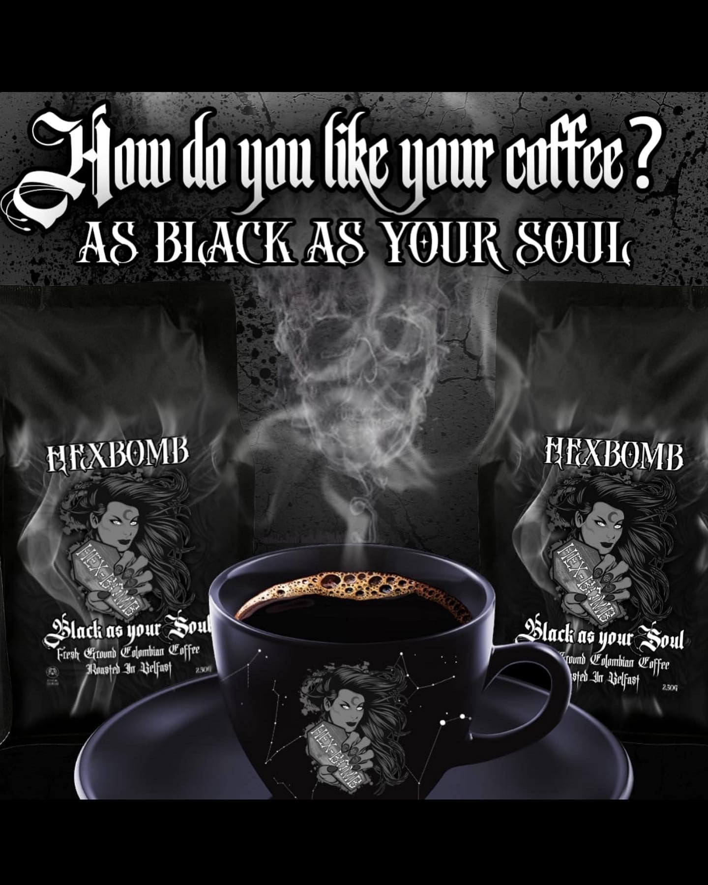 Hexbomb So schwarz wie deine Seele, handwerklich gemahlener Kaffee, Beutel 250 g